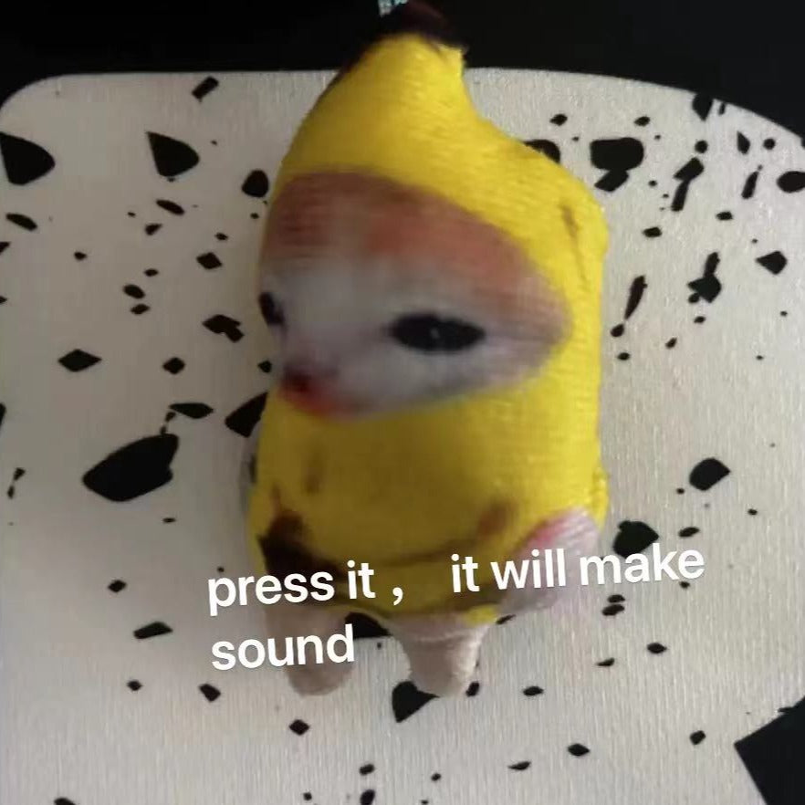 (Press it and it will make a crying sound)Cry Banana Cat Keychain Happy Banana Cat Keychain el gato keychain