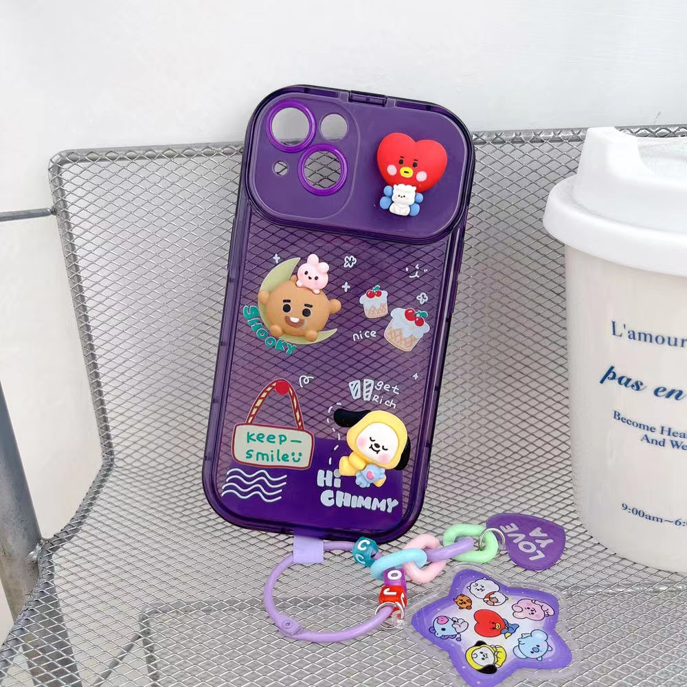 bt21 cartoon mirror phonecase(iPhone 15 series updated)buy one case get one bag - kikigoods