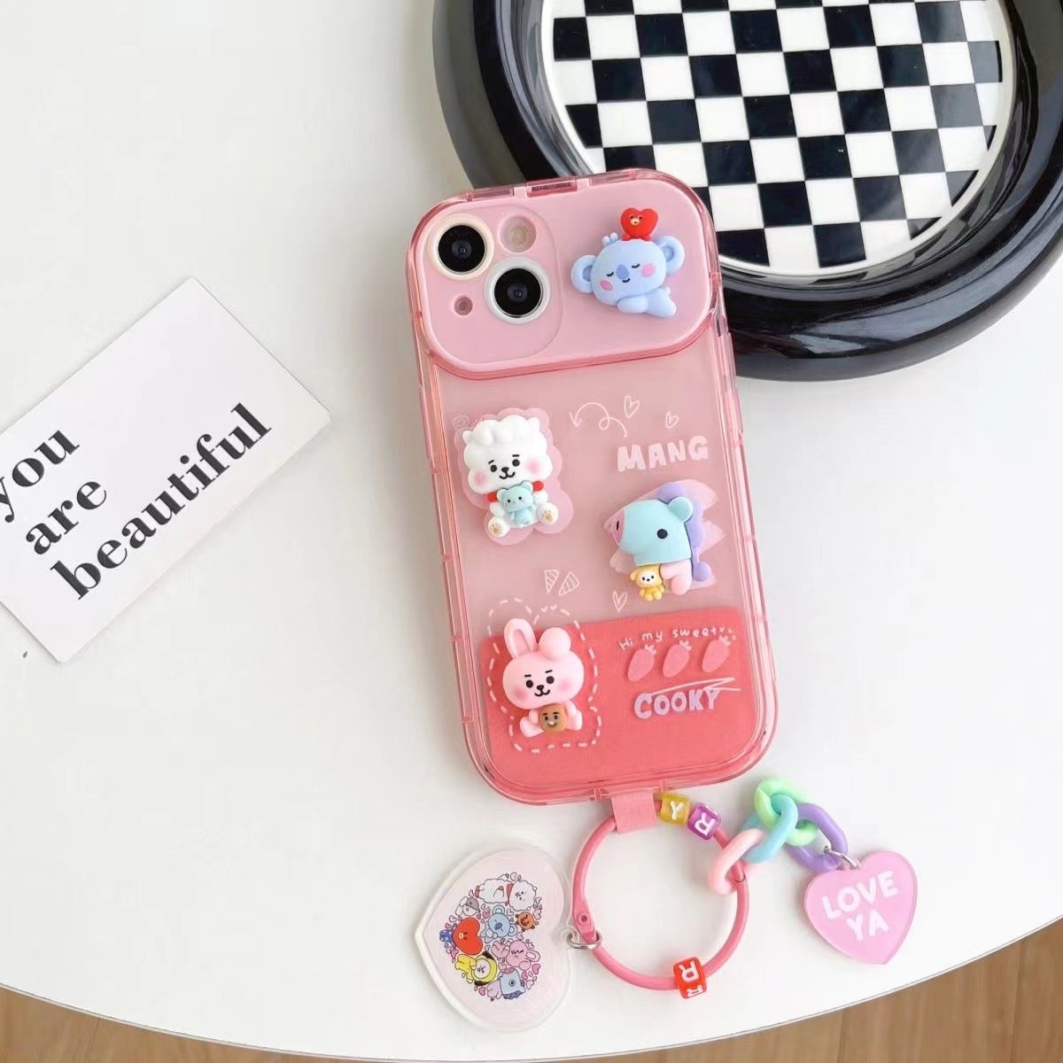 bt21 cartoon mirror phonecase(iPhone 15 series updated)buy one case get one bag - kikigoods