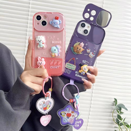 bt21 cartoon mirror phonecase(iPhone 15 series updated)buy one case get one bag - kikigoods