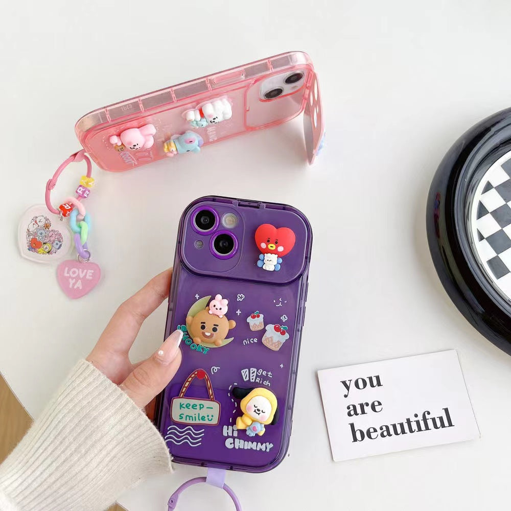 bt21 cartoon mirror phonecase(iPhone 15 series updated)buy one case get one bag - kikigoods