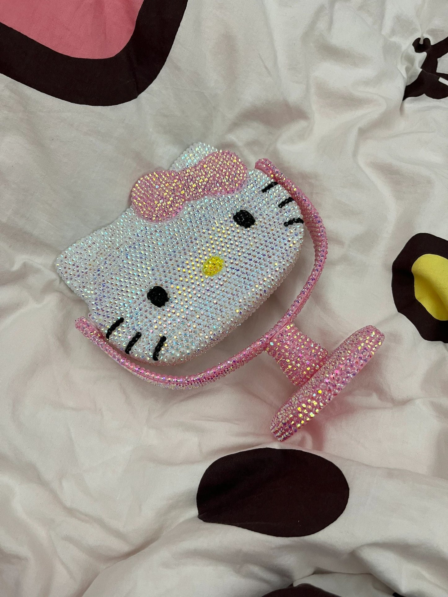 KT Bling Bling Tabletop Swivel Vanity Mirror Sparkly Compact Mirror Handmade Crystals