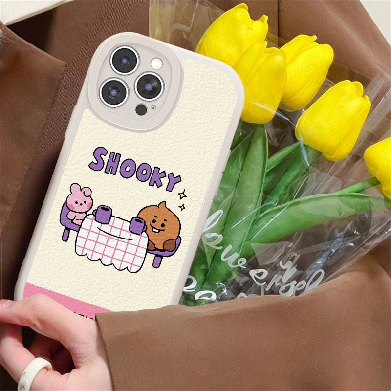 bt21 shooky cartoon Leather phone case - kikigoods