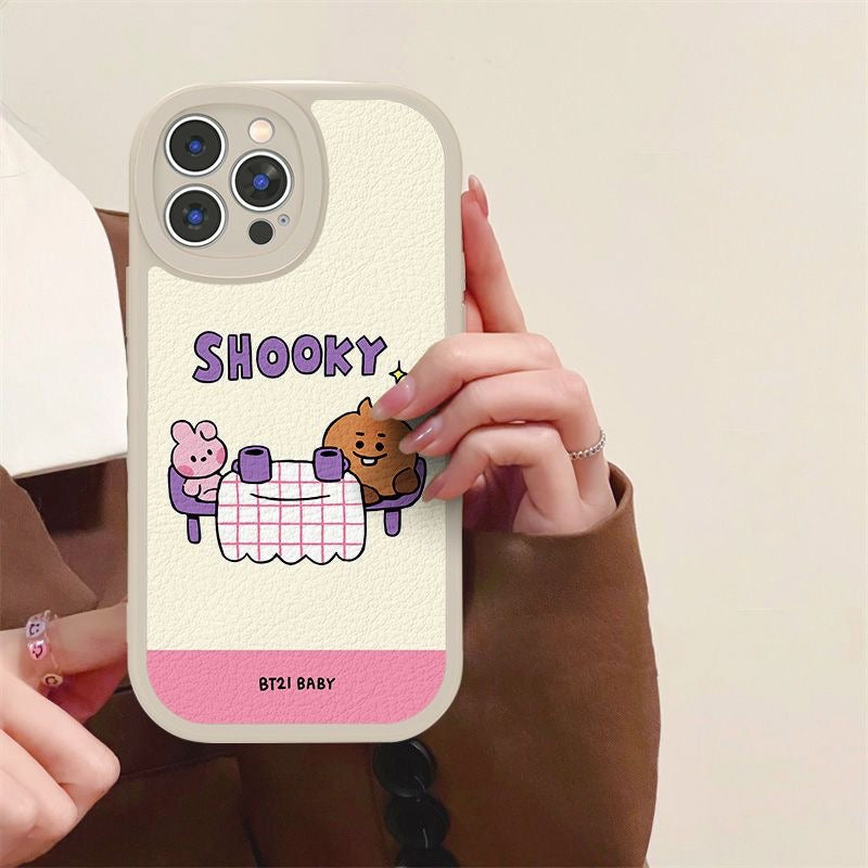 bt21 shooky cartoon Leather phone case - kikigoods