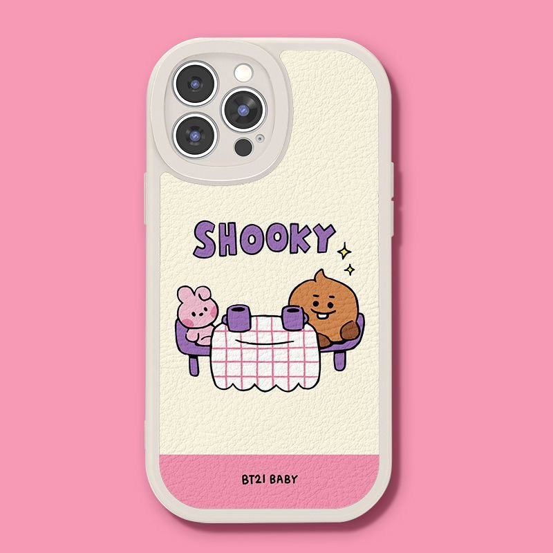 bt21 shooky cartoon Leather phone case - kikigoods