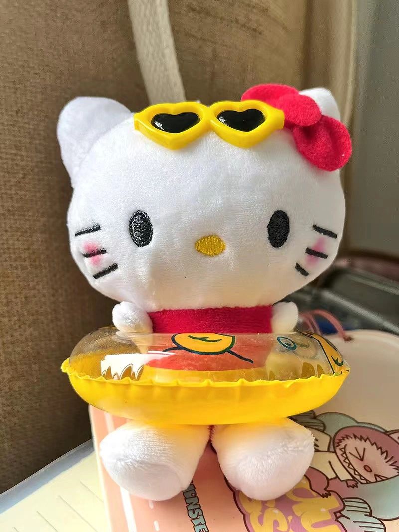 KT Tan Swimming Ring Plush Keychain|5in/12Cm Cute Pendant Doll Keyring Accessories Pendant Toy Girls Gift