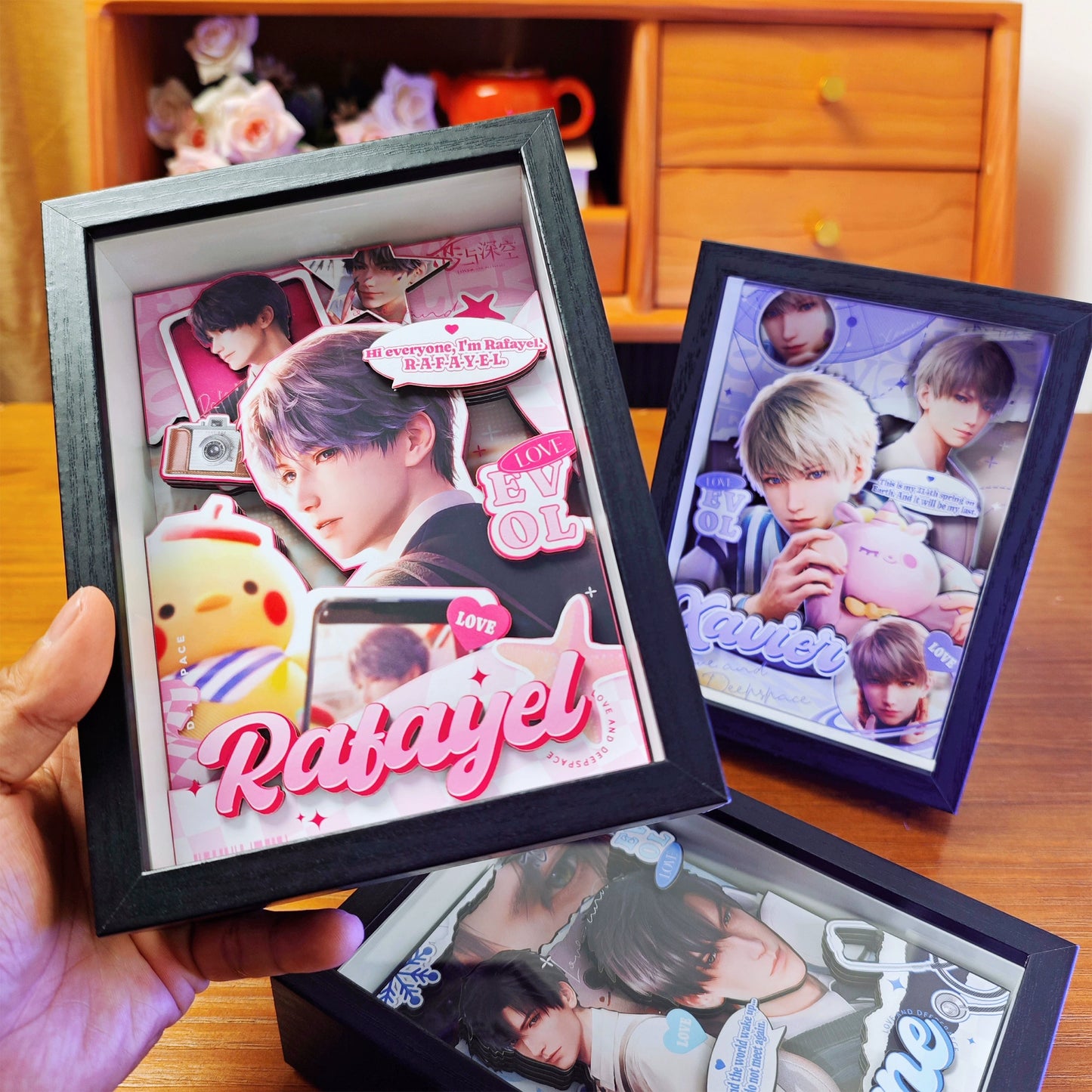 love and deepspace Paper Craft 3D Art  Zayne Rafayel Xavier merch  handmade gift xavier  rafayel zayne