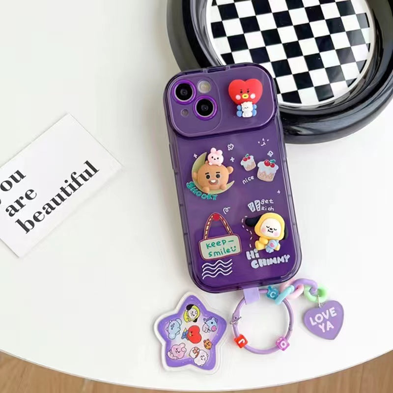 bt21 cartoon mirror phonecase(iPhone 15 series updated)buy one case get one bag - kikigoods