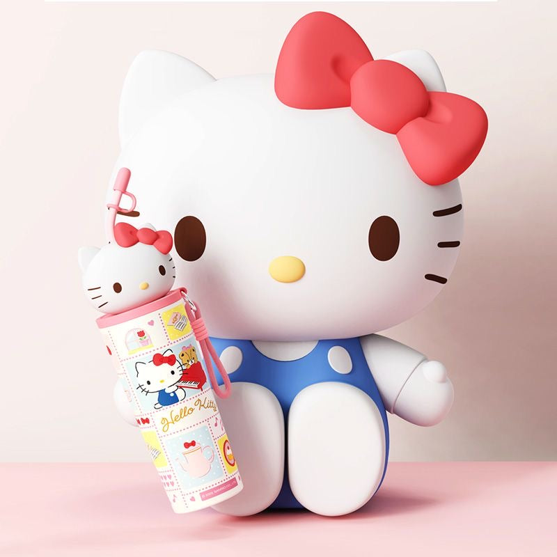 Sanrio Hellokitty 700ml Tumbler Stainless Steel Insulated Cup with Lid & Straw Water Bottle Cupholder Friendly Women Travel Mug