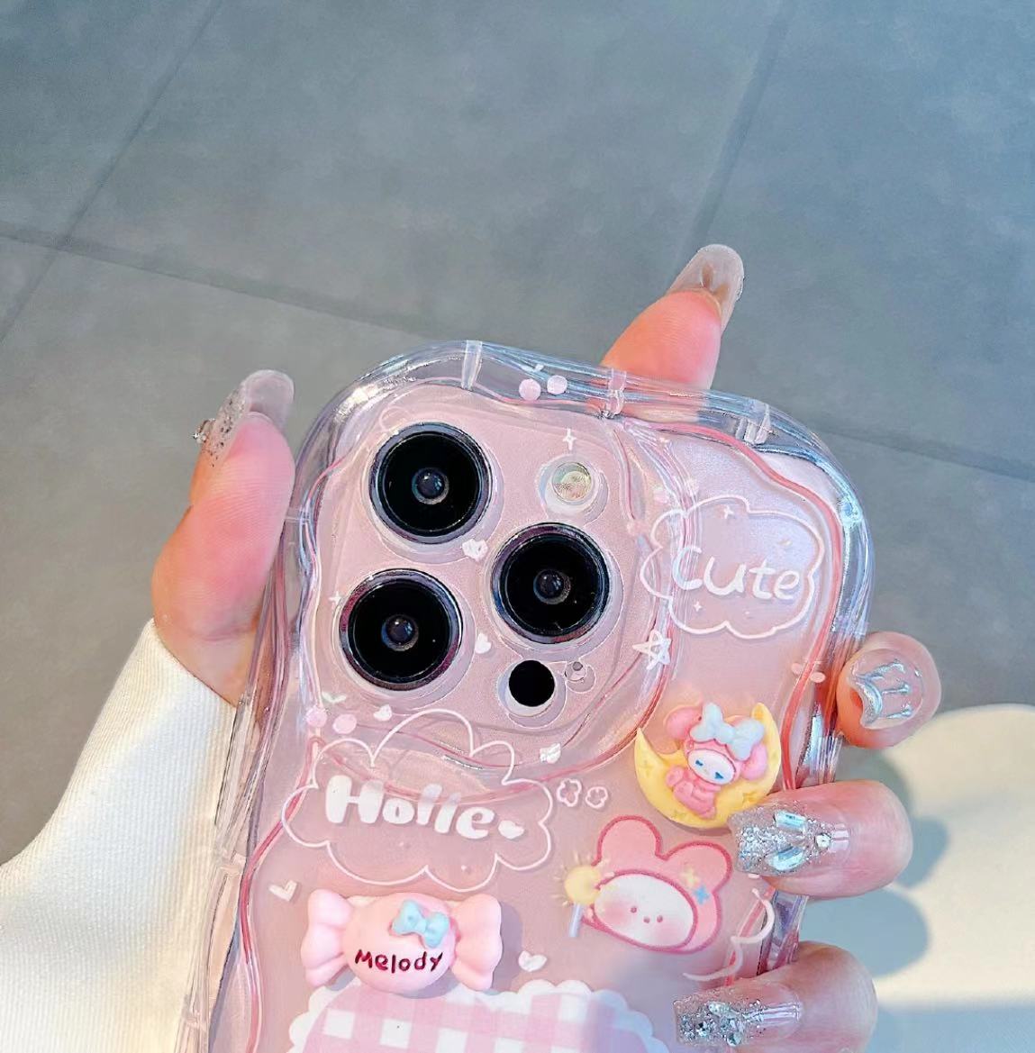 pink mymelody checkered heart iPhone case with pink phone chain（xr x xs max xs 12mini 13mini，6/7/8 /11//12/13/14...) - kikigoods