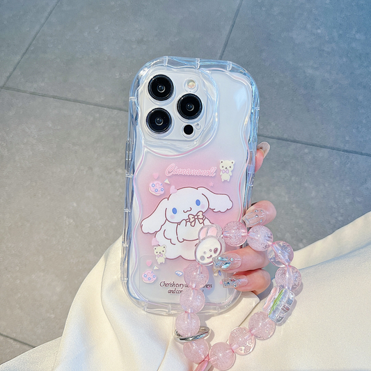 pink Cinnamoroll and phone chain iPhone case - kikigoods