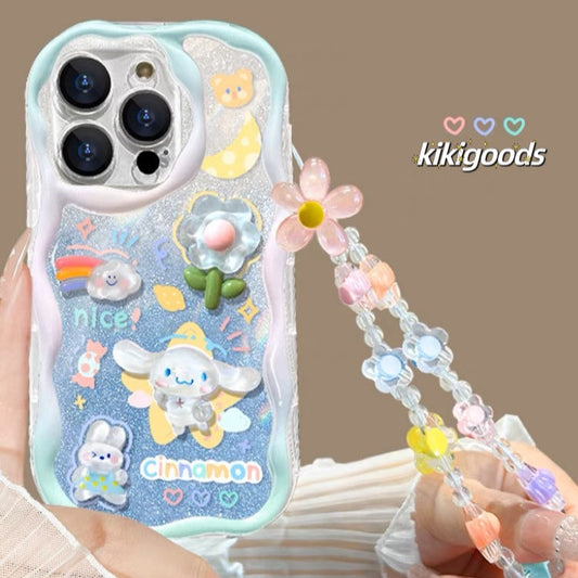 star and moon cinnamon phone case Cute Clouds mymelody phonecase with flowers phone chain