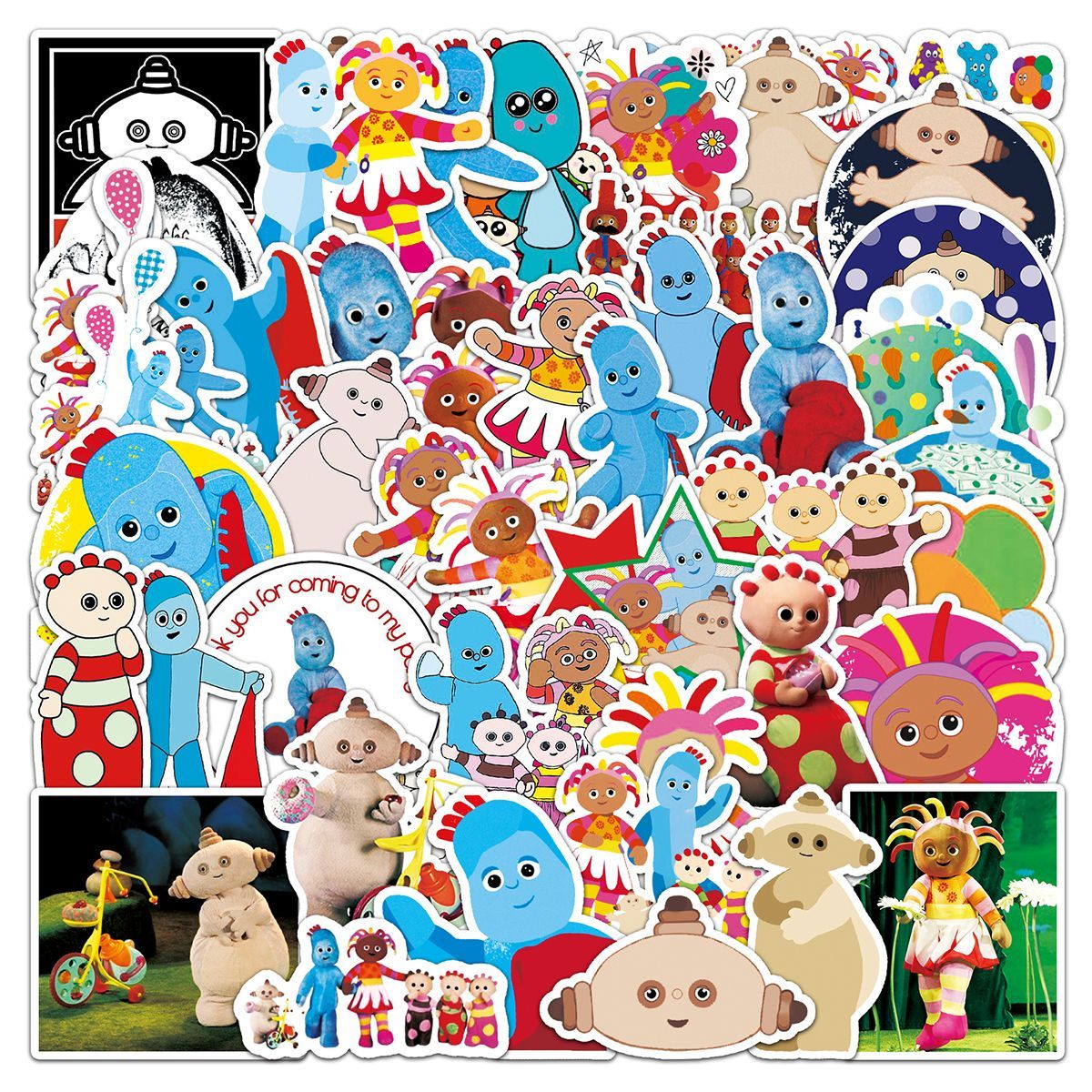 50Pcs Cartoon In the Night Garden Igglepiggle Upsy Daisy Stickers for Luggage Phone Case Laptop Cute Decorative Vinyl Decals Set