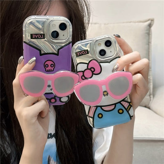 hellkitty and kuromi pink sunglasses iphone case - kikigoods