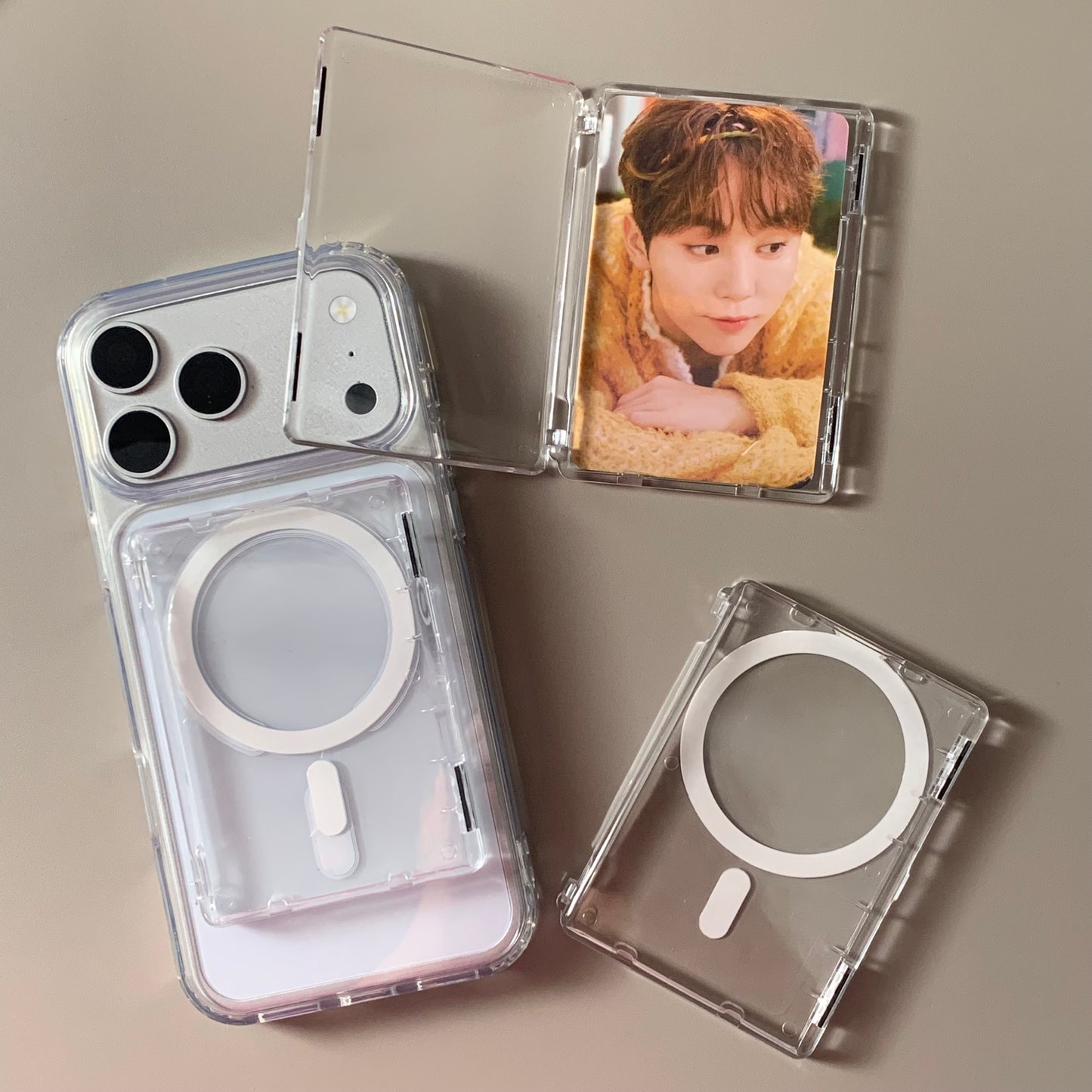 Transparent Magnetic Flip Card Holder Fits Credit Card, ID,  K-pop Photocard,Pokémon Clear phonecase  with photocard holder transparent