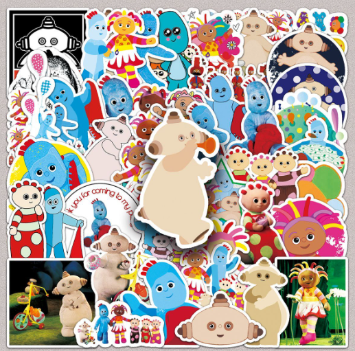 50Pcs Cartoon In the Night Garden Igglepiggle Upsy Daisy Stickers for Luggage Phone Case Laptop Cute Decorative Vinyl Decals Set