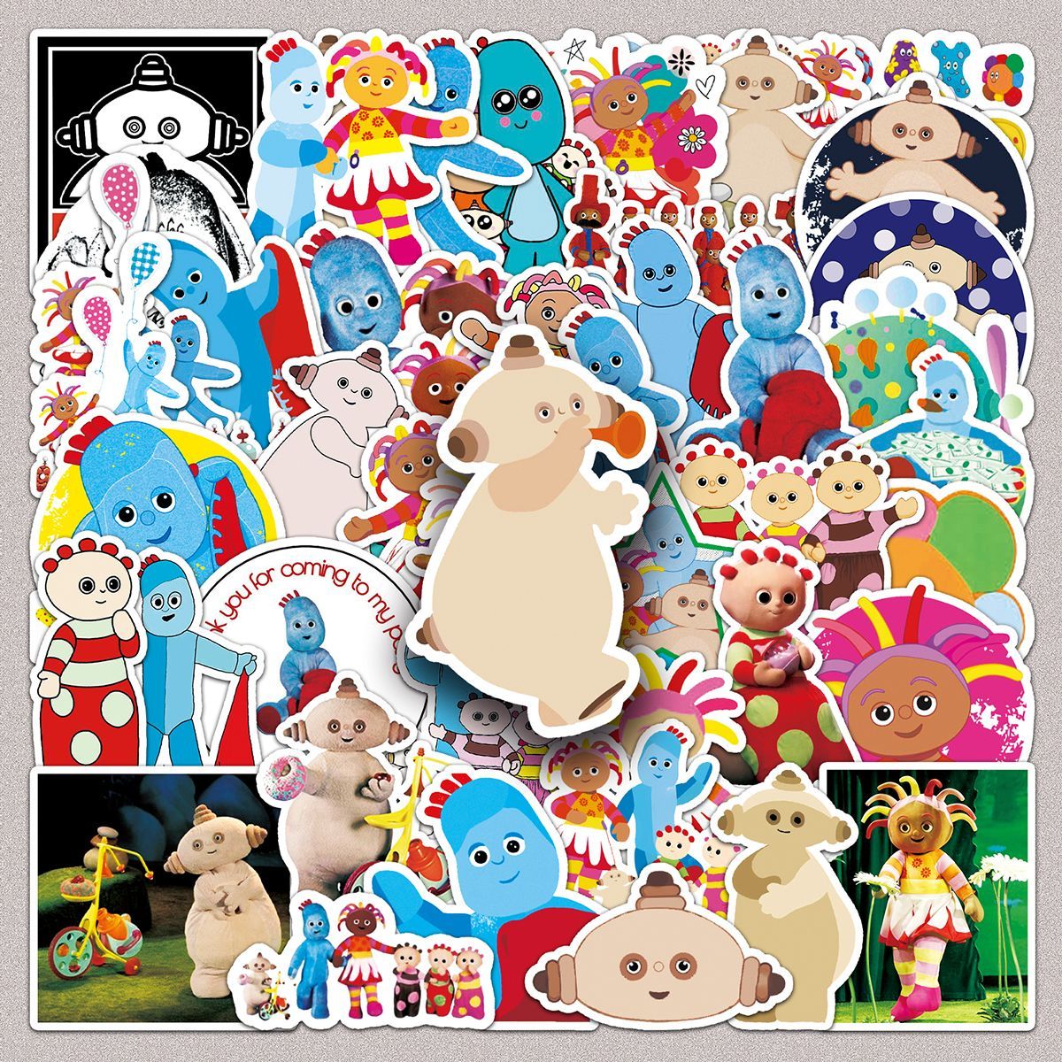 50Pcs Cartoon In the Night Garden Igglepiggle Upsy Daisy Stickers for Luggage Phone Case Laptop Cute Decorative Vinyl Decals Set