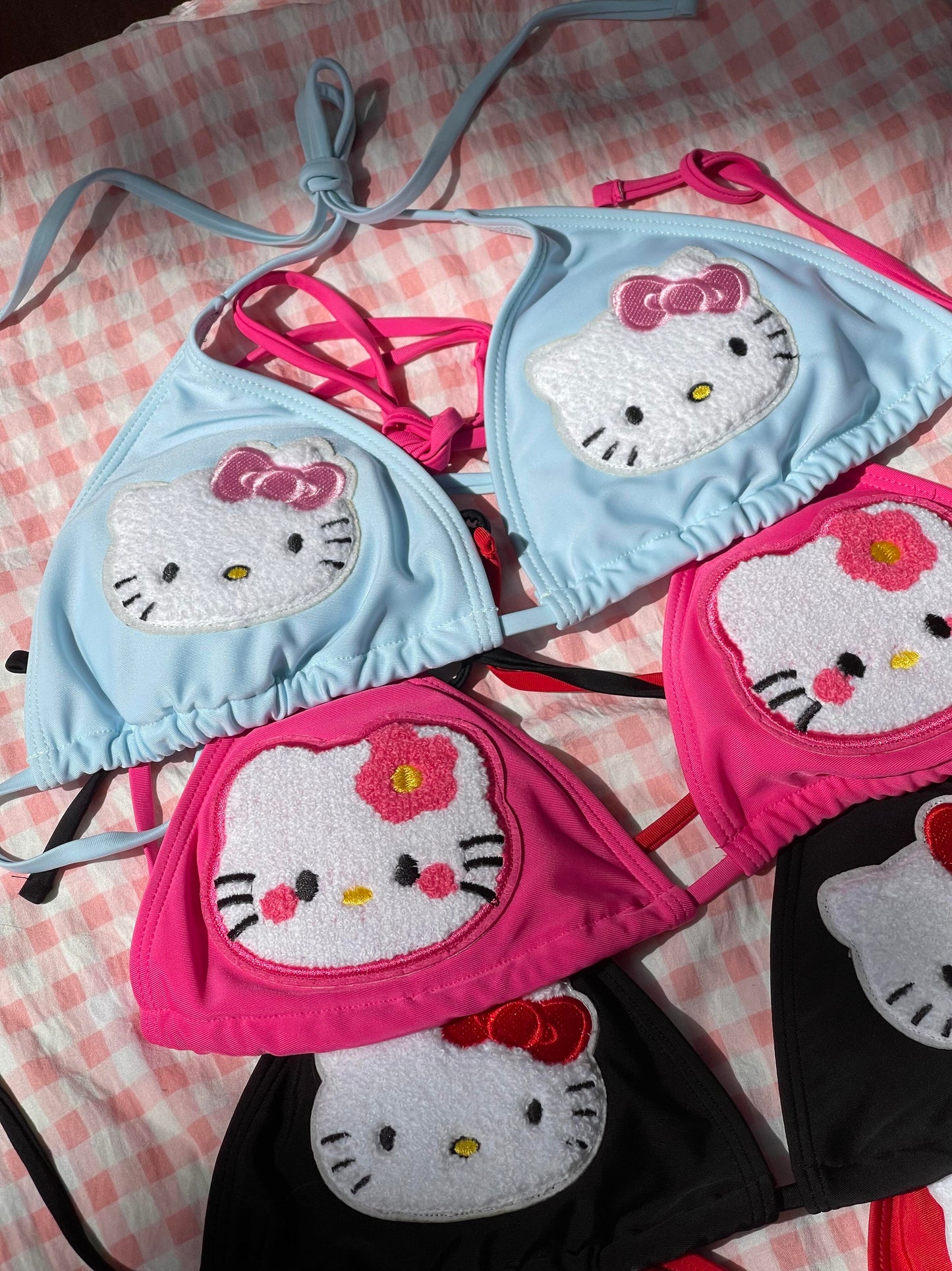 Hellokitty Women's Halter Tie Side Triangle Bikini Set high Cut 2 Piece Bikini Swimsuit Bathing Suit