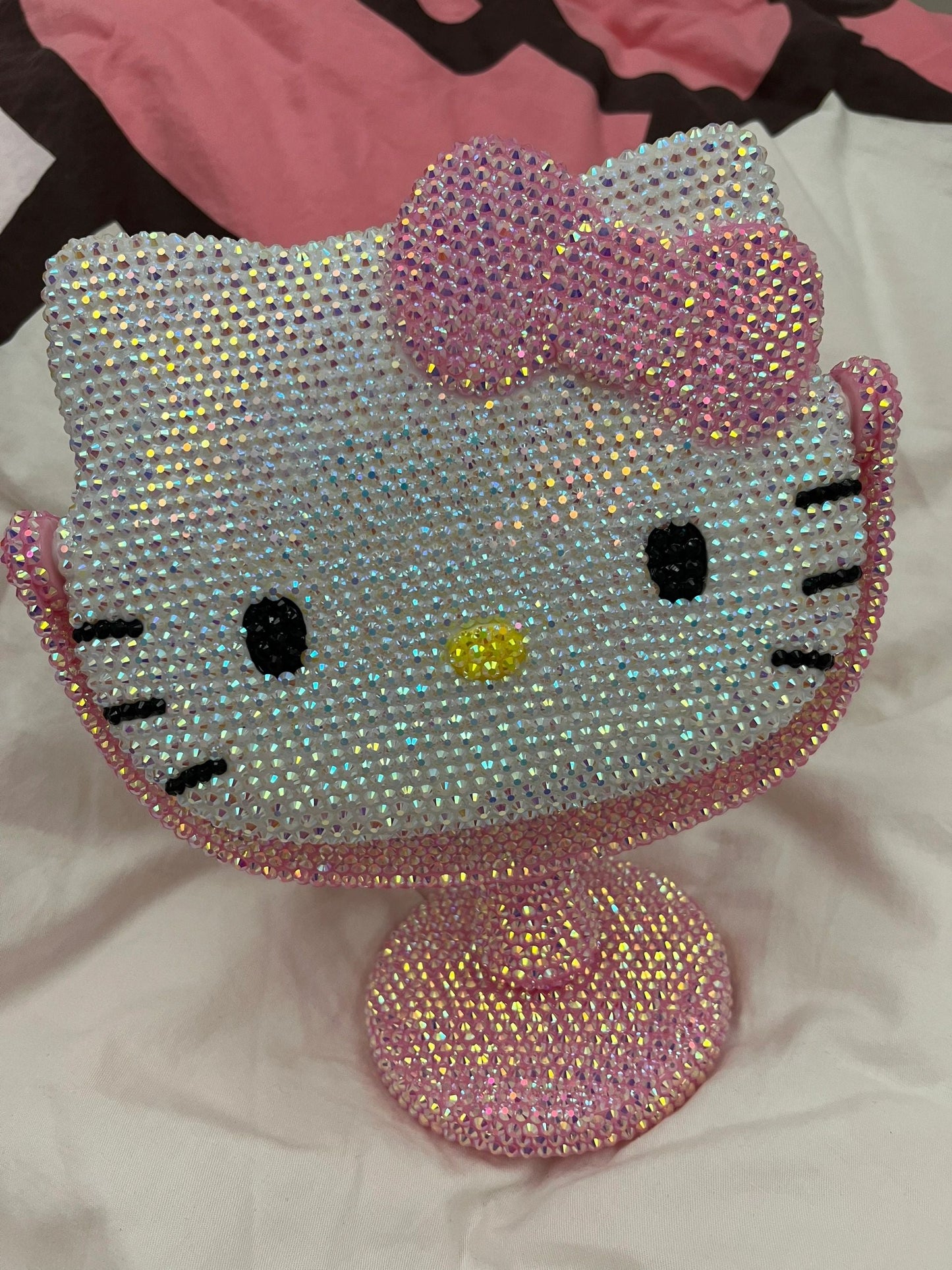 KT Bling Bling Tabletop Swivel Vanity Mirror Sparkly Compact Mirror Handmade Crystals