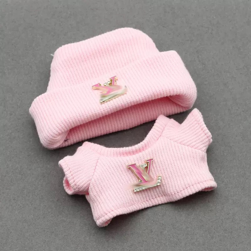 Pink lv 17cm Labubu Clothes Set(NO DOLL)  Accessories Suit Cute Clothes for Labubu Dress up Unique Style