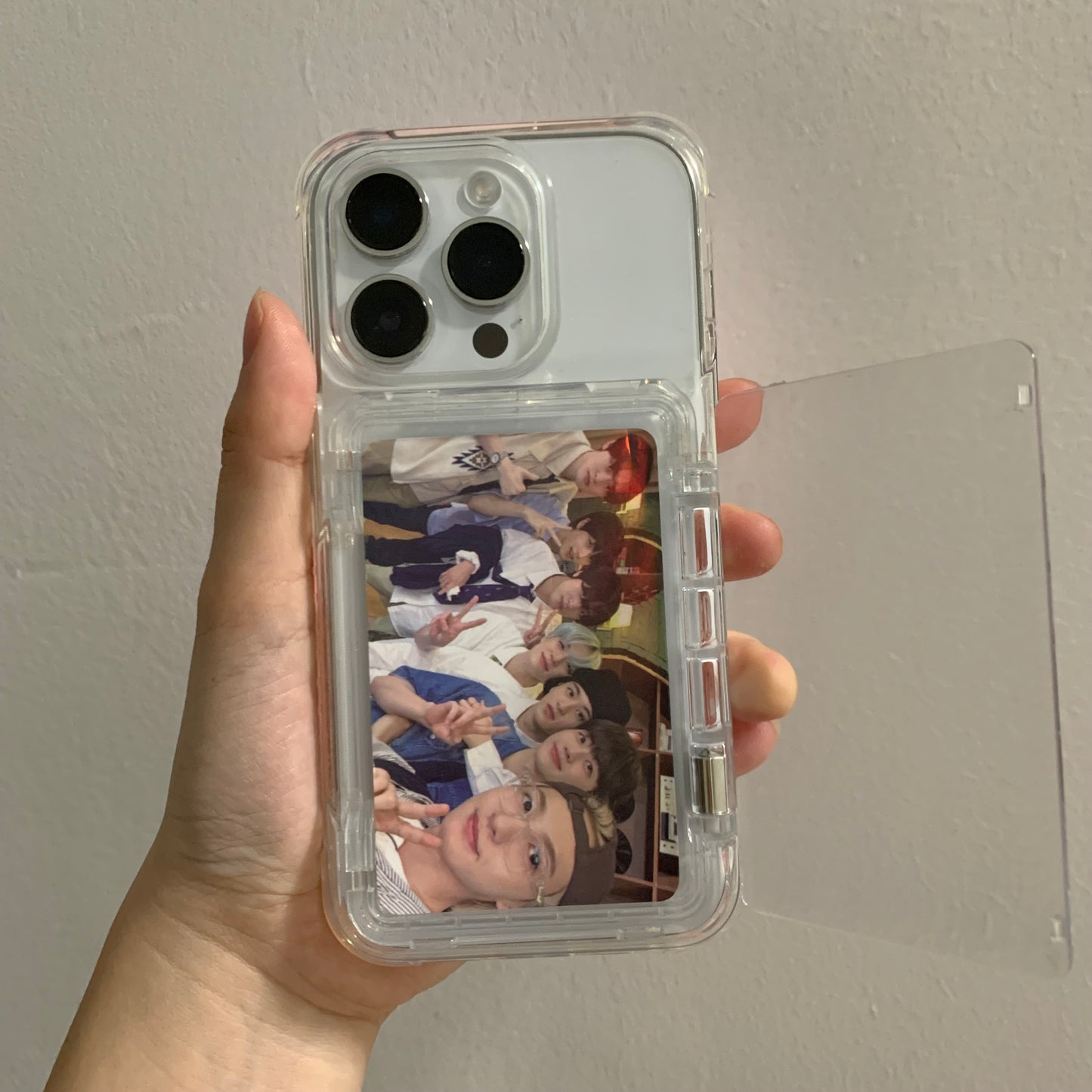 Transparent photocard phonecase clear phonecase with photocard holder with flip open card holder with Flip Large Cards Slot Holder for iphone11 12 13 14 15 series for Samsung S24 S23 Ultra