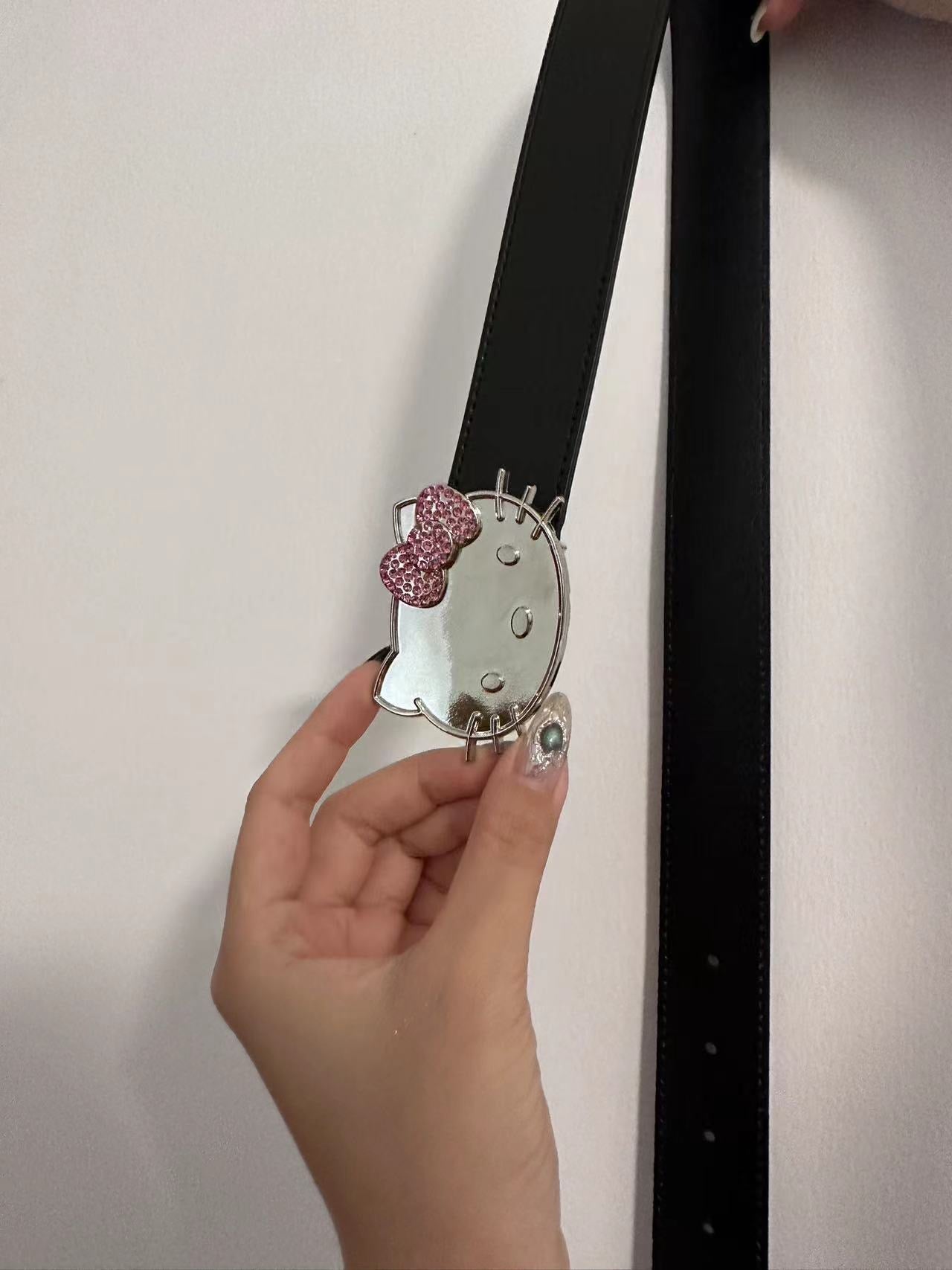KT Rhinestone Belt Y2k Belt Cowgirl Leather Belt for Women