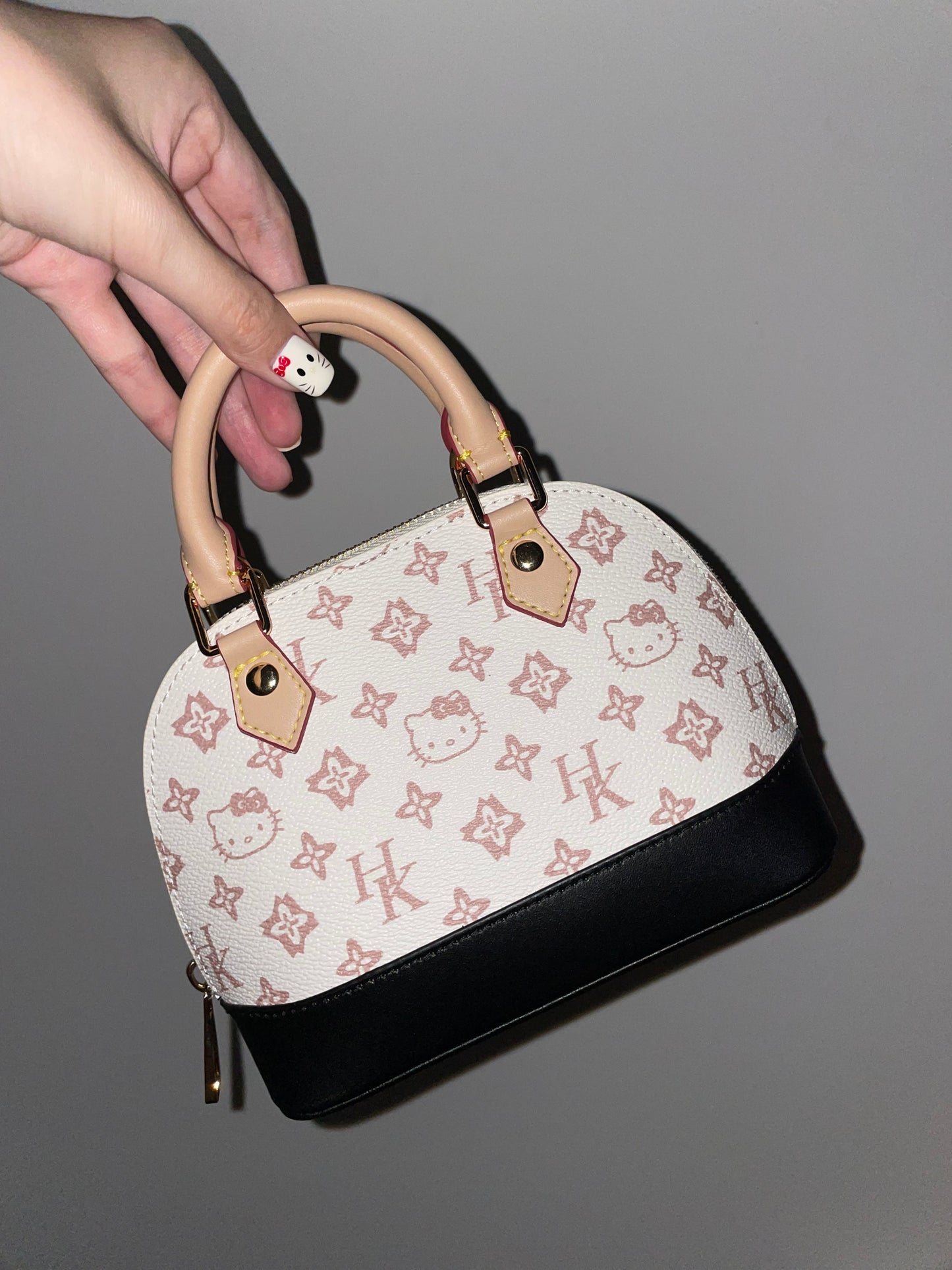 Hellokitty Handmade Small Crossbody Bags for Women Classic Double Zip Top Handle Dome Satchel Bag Shoulder Purse