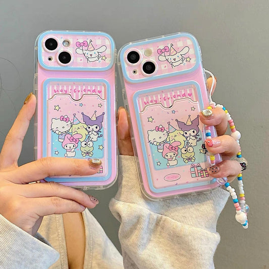 sanrio pink iphone case with cardholder