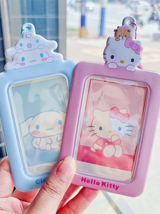 Sanrio ID Badge Holder Cute Credit Card Case with  Keychain for Students Teens Boys Girls Staff Women