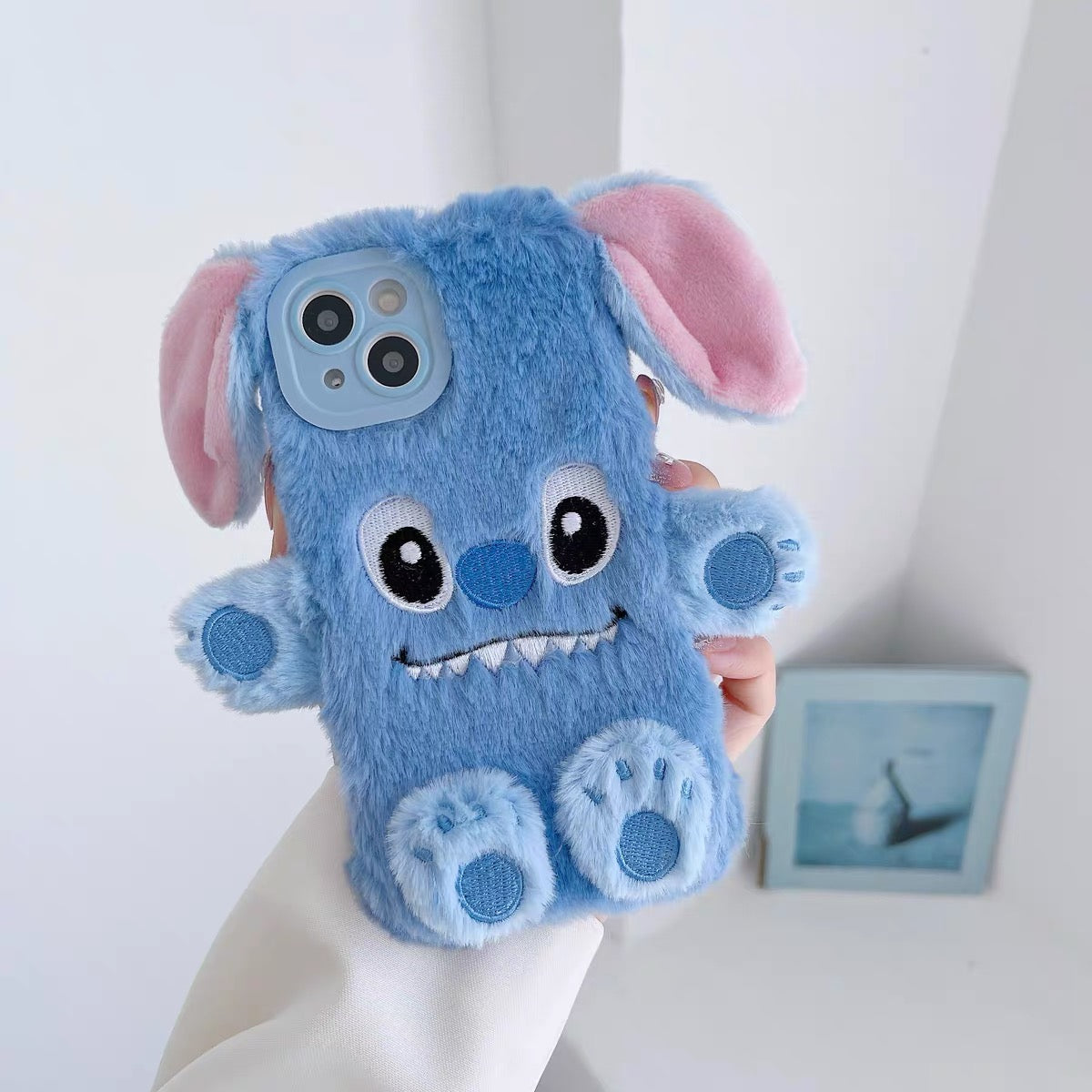 plush Stitch cartoon plush ear iphone case - kikigoods