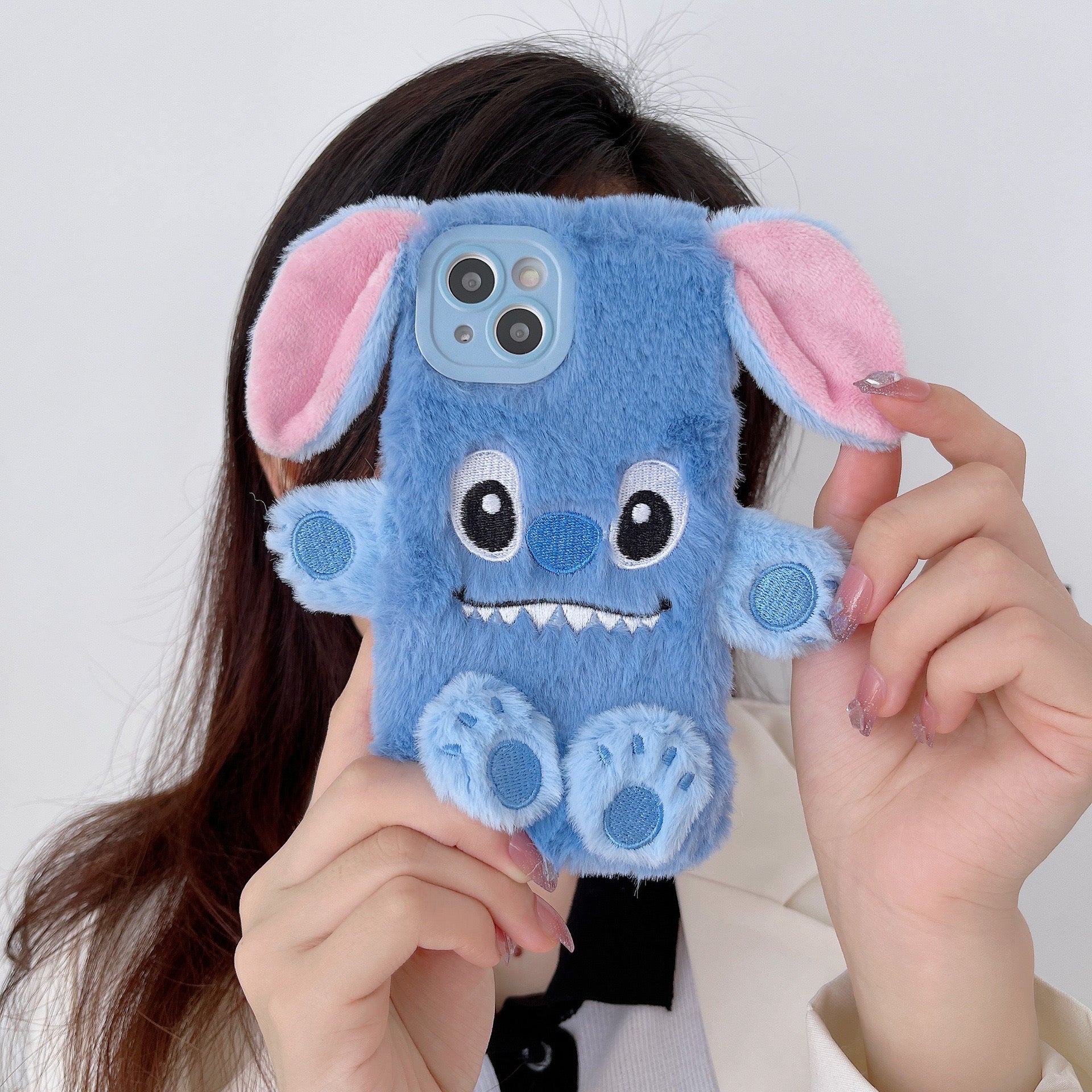 plush Stitch cartoon plush ear iphone case - kikigoods