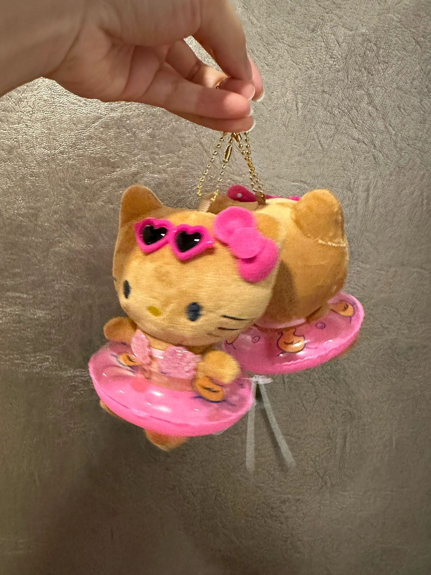 KT Tan Swimming Ring Plush Keychain｜5in/12Cm Cute  Pendant Doll Keyring Accessories Pendant Toy Girls Gift