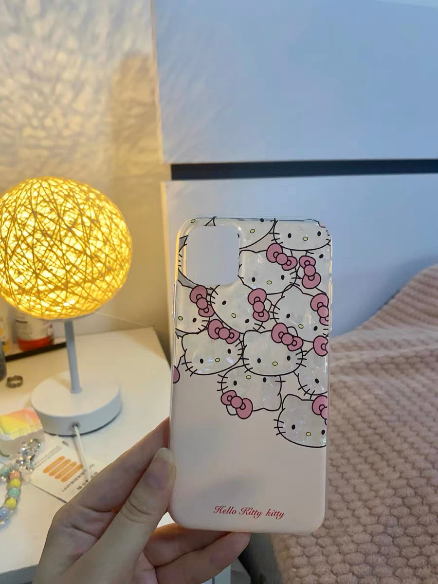 Laser shell pattern Pink Hellokitty head phonecase - kikigoods