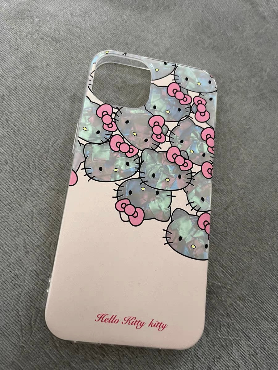 Laser shell pattern Pink Hellokitty head phonecase - kikigoods