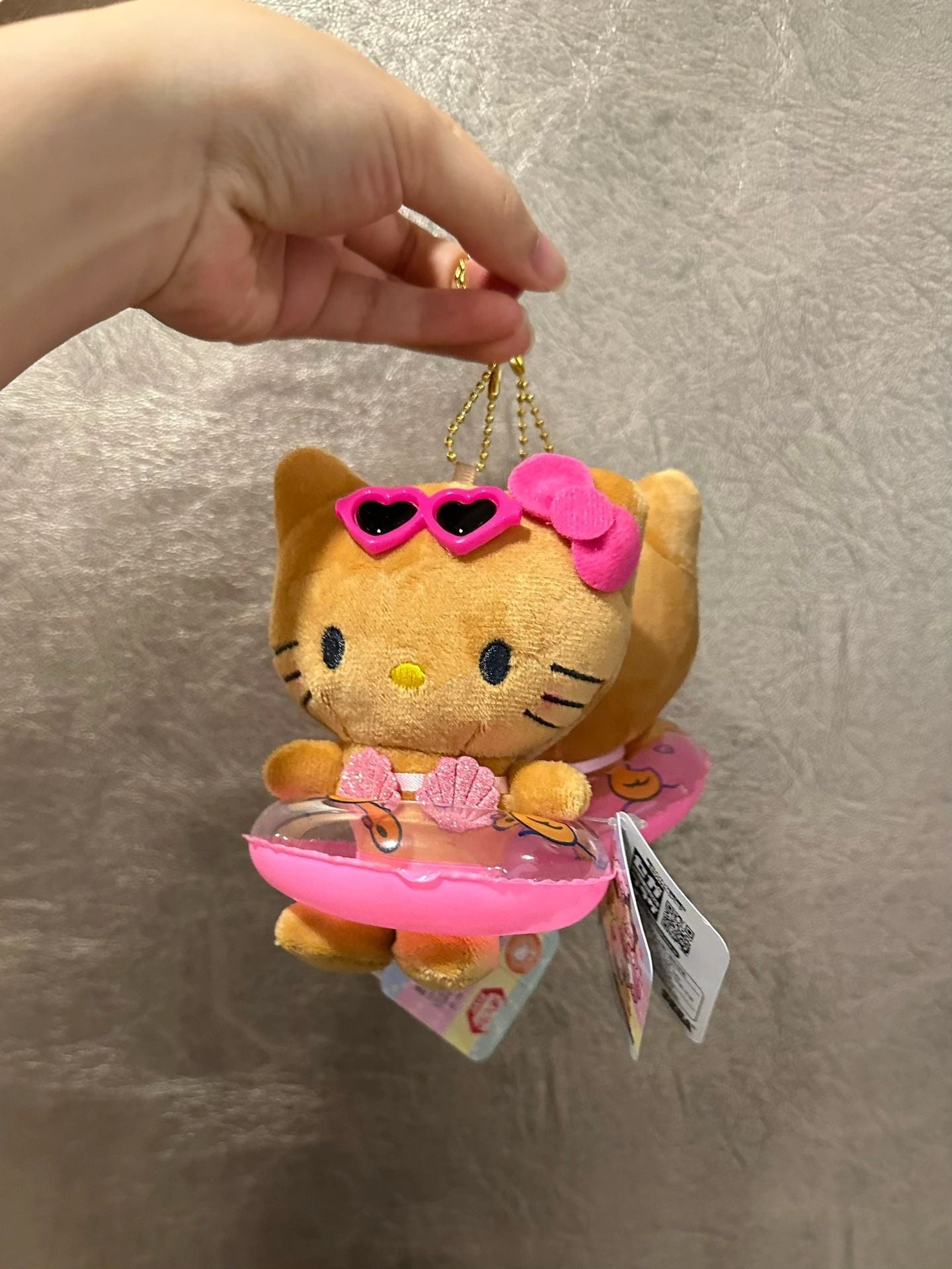 KT Tan Swimming Ring Plush Keychain｜5in/12Cm Cute  Pendant Doll Keyring Accessories Pendant Toy Girls Gift