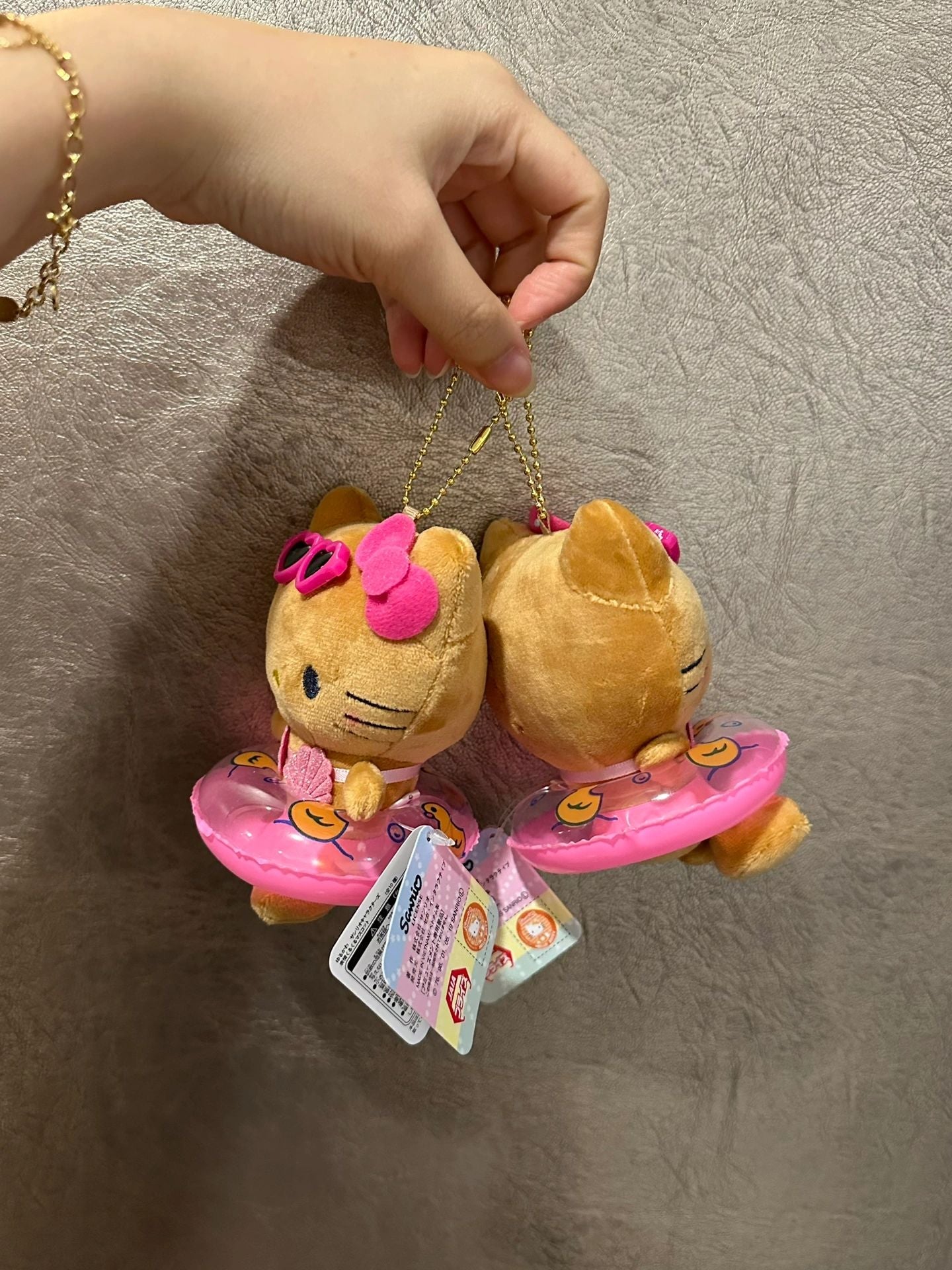 KT Tan Swimming Ring Plush Keychain｜5in/12Cm Cute  Pendant Doll Keyring Accessories Pendant Toy Girls Gift