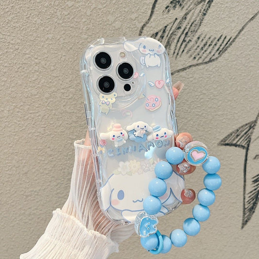 blue phonechain and Garlands cinnamoroll iPhone case with charms（iPhone 15 series updated） （xr x xs max xs 12mini 13mini，6/7/8 /11//12/13/14/15...) - kikigoods