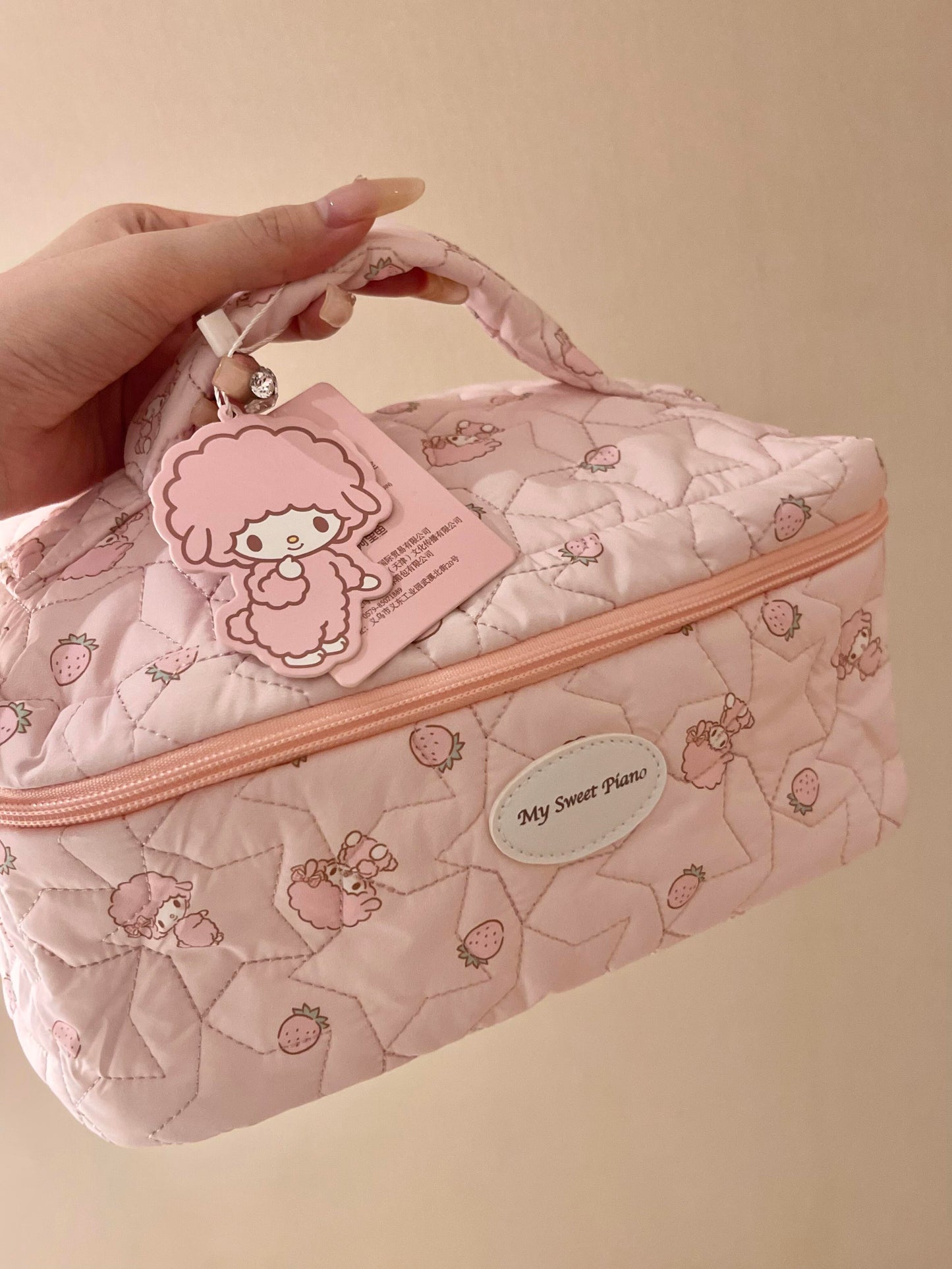 Sanrio Makeup Portable Quilted Cosmetic Bag Large Cotton  Makeup Bag Travel Toiletry Bag
