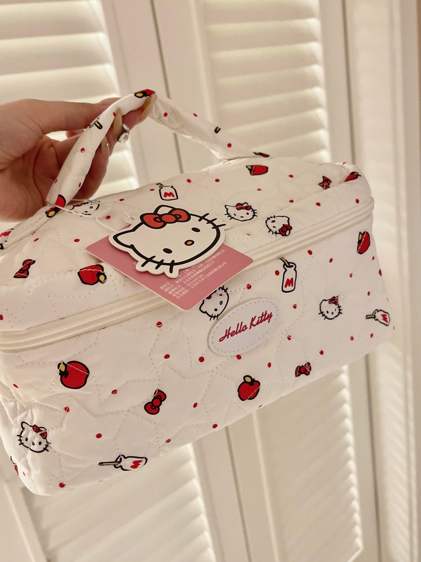 Sanrio Makeup Portable Quilted Cosmetic Bag Large Cotton  Makeup Bag Travel Toiletry Bag