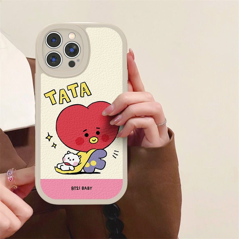 bt21 tata cartoon Leather phone case - kikigoods