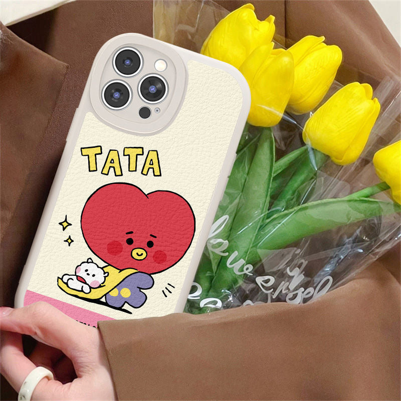 bt21 tata cartoon Leather phone case - kikigoods