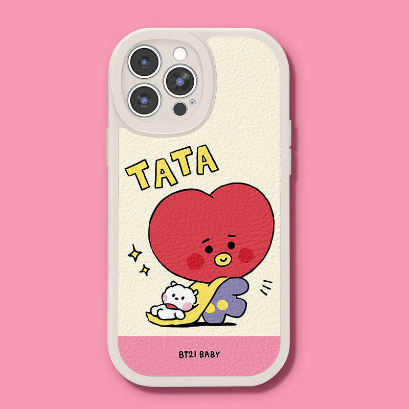 bt21 tata cartoon Leather phone case – kikigoods