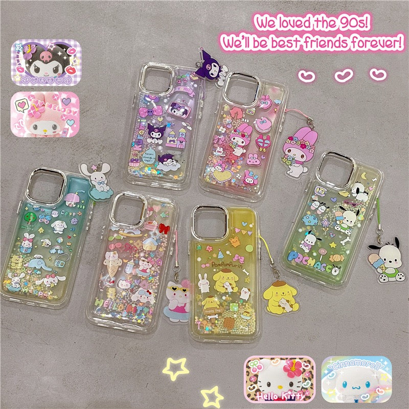 Sanrio pattern Luxury plating lens frame quicksand soft case - kikigoods