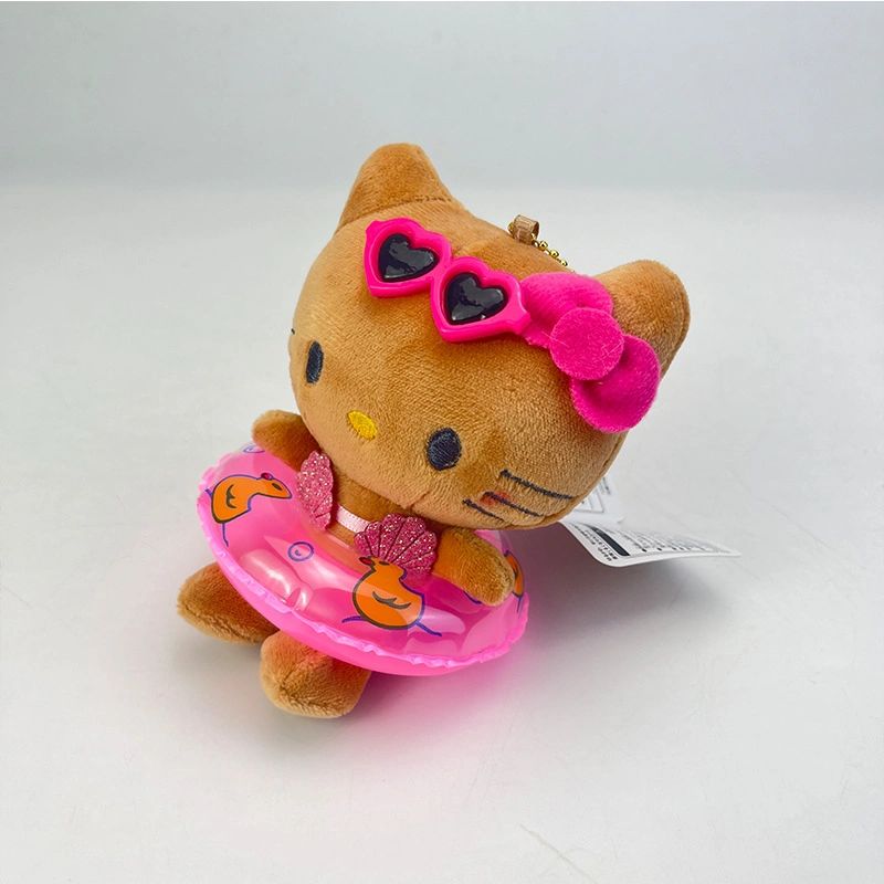 KT Tan Swimming Ring Plush Keychain｜5in/12Cm Cute  Pendant Doll Keyring Accessories Pendant Toy Girls Gift