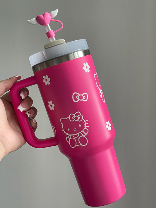 SipSweetie｜Hellokitty In-Car Insulated Cup 1200 ml Tumbler with Handle Stainless Steel Insulated Cup with Lid #0025