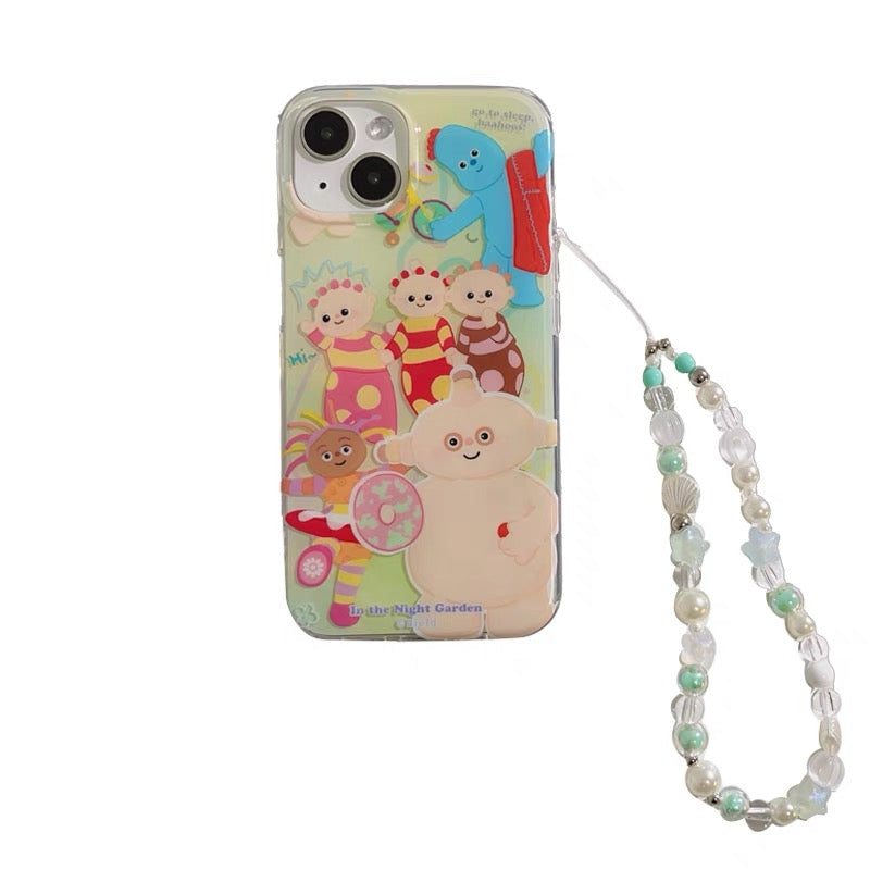 in the night garden makkapakka phonecase with green phone chain