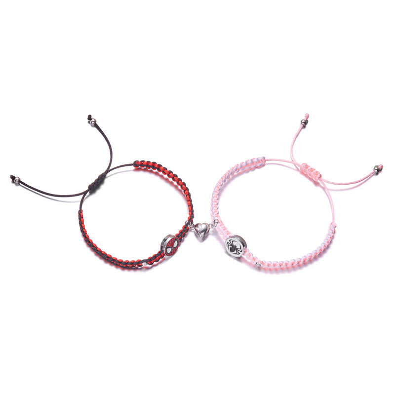 Hellokitty and Spiderman 2 Pcs Magnetic Couples Bracelets Matching Friendship Bracelets Adjustable Bracelets