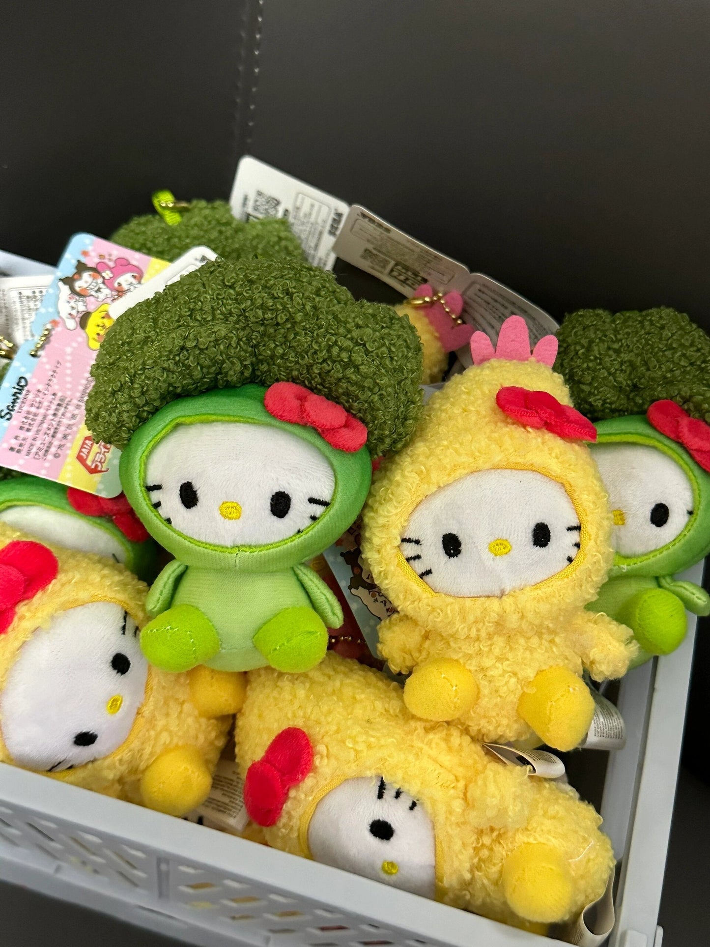 Hellokitty Tempura & Broccoli Plush Keychain Cute Pendant Doll Keyring Accessories Pendant Toy Girls Gift