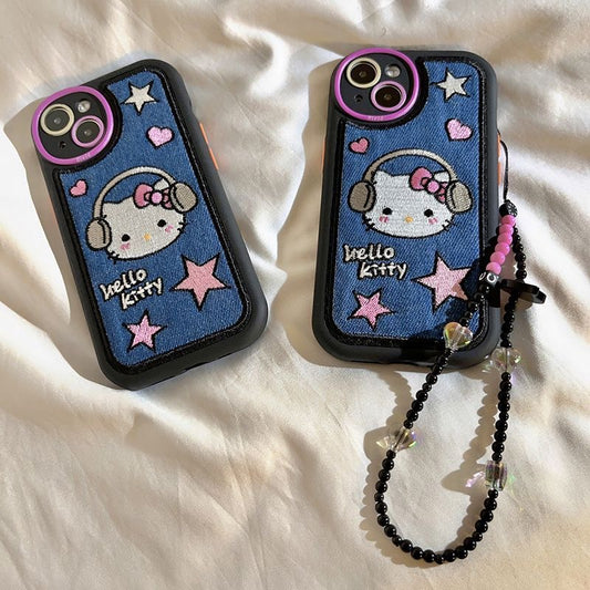 denmin hellokitty with headphone iphone case with chain（iPhone 15 series updated） - kikigoods
