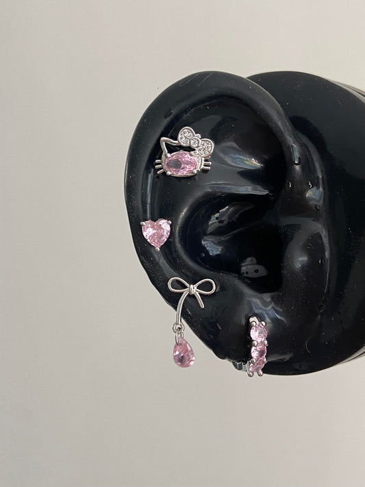 Hellokitty Earrings Rhinestone Cute Titanium earrings